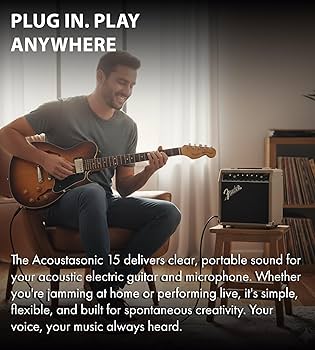 ギター Fender electric acoustic guitar Amazon.com: Fender Acoustasonic 15 Acoustic Guitar Amplifier